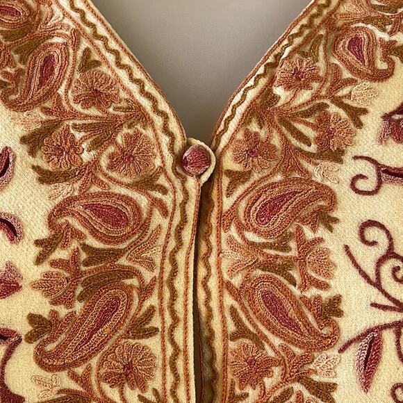 Vintage 1970’s Suffering Moses Hand Embroidered Wool Kashmir Jacket Size Large - Picture 5 of 9